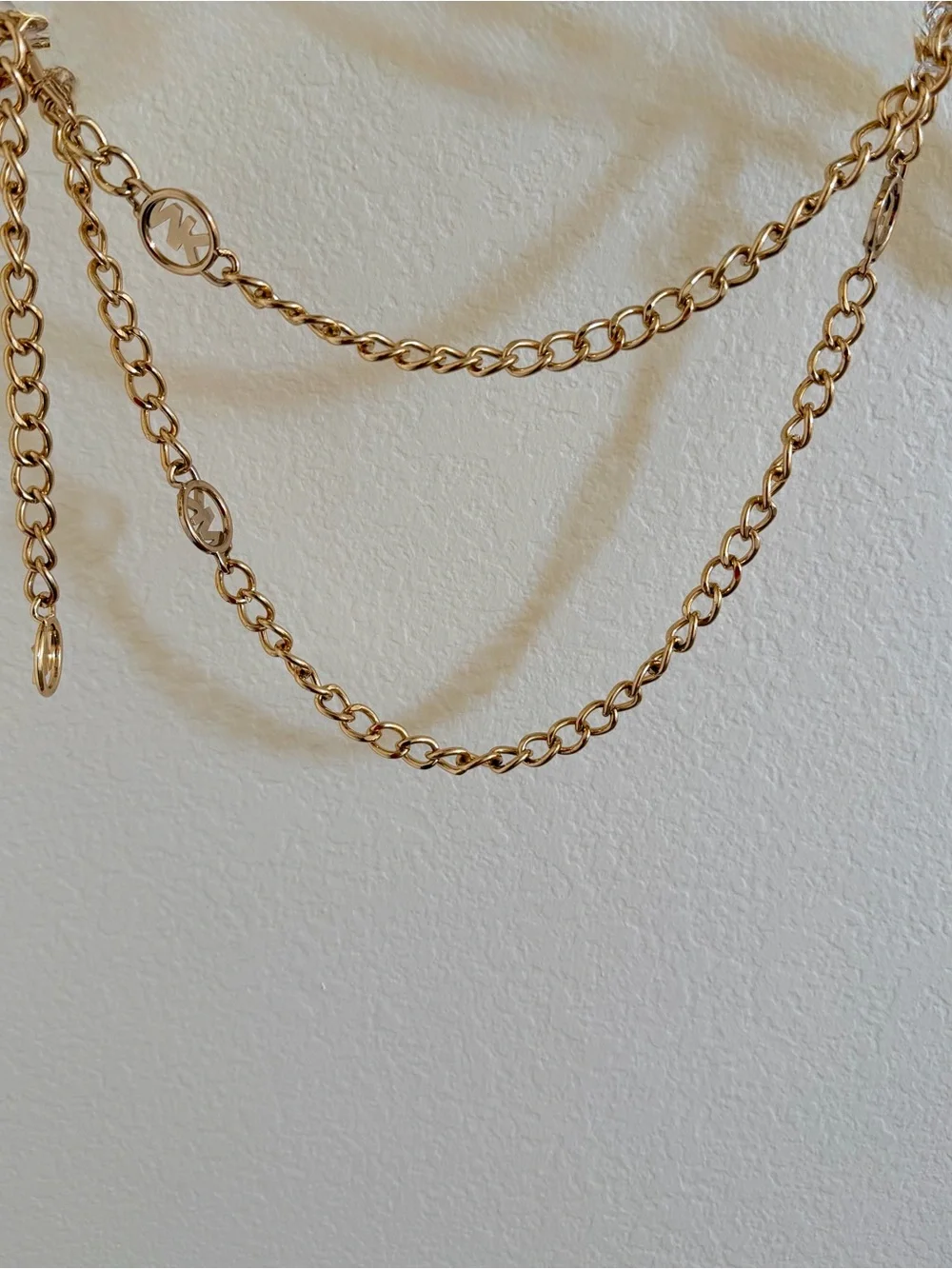Michael Kors Gold Logo Chain Belt; Adjustable with Clasp (OS)